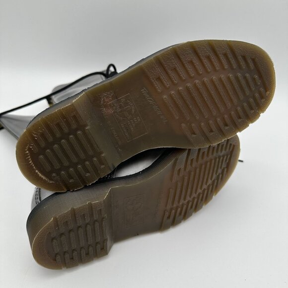 Dr. Martens Silver Lace-Up Combat Boots Youth Size 3 Leather Upper - Picture 7 of 10